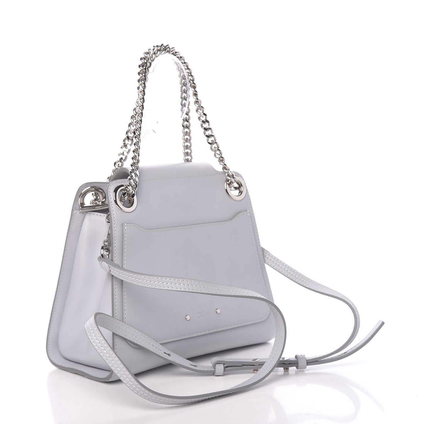 Shiny Calfskin Mini Annie Shoulder Bag Airy Grey