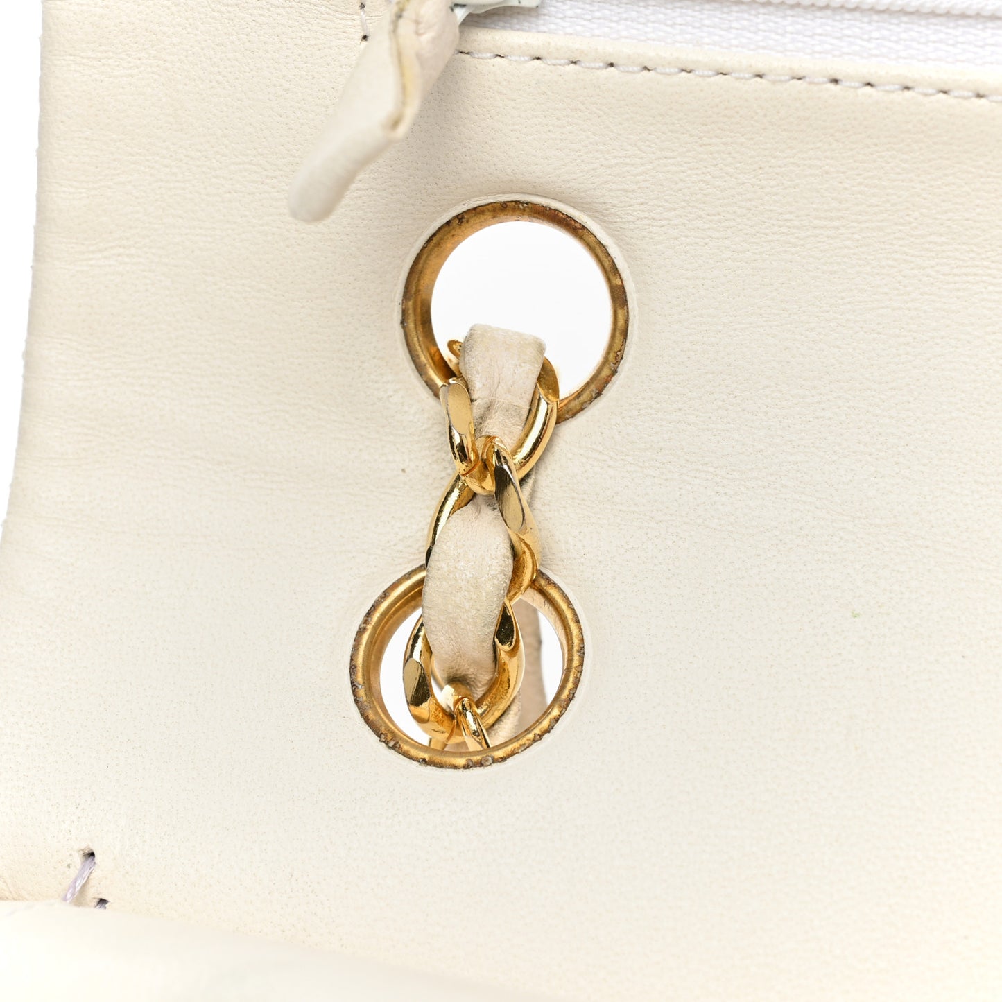 Lambskin Quilted Medium Double Flap White