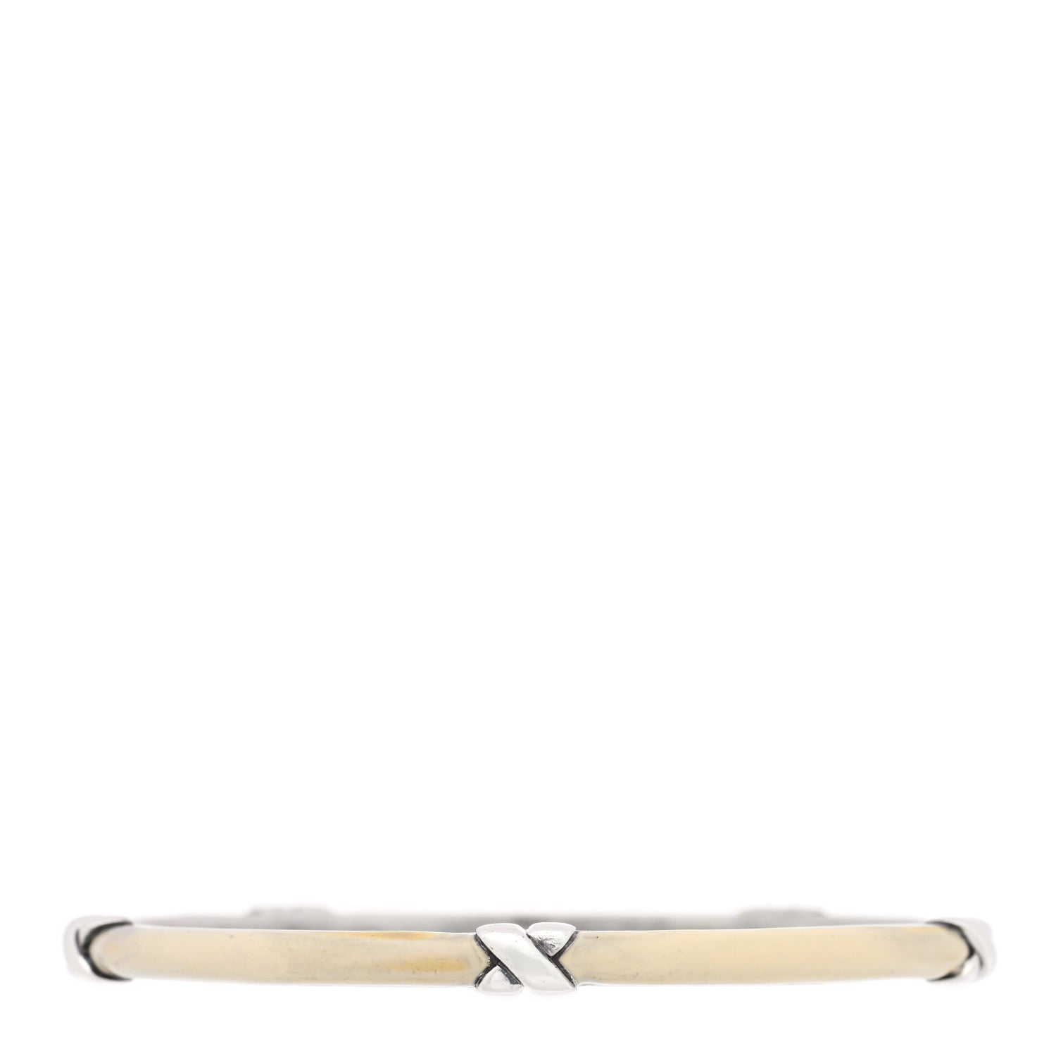 Tiffany Sterling Silver Enamel Signature X Bangle Bracelet White 1 of 4