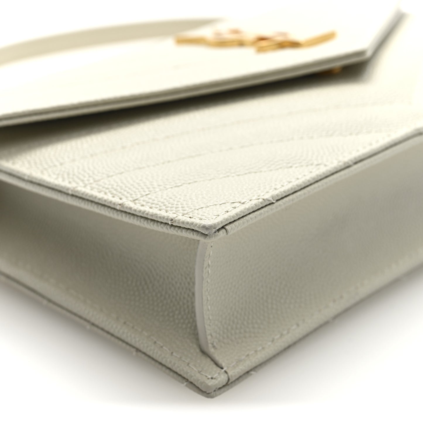 Grain De Poudre Matelasse Chevron Monogram Envelope Chain Wallet Crema Soft
