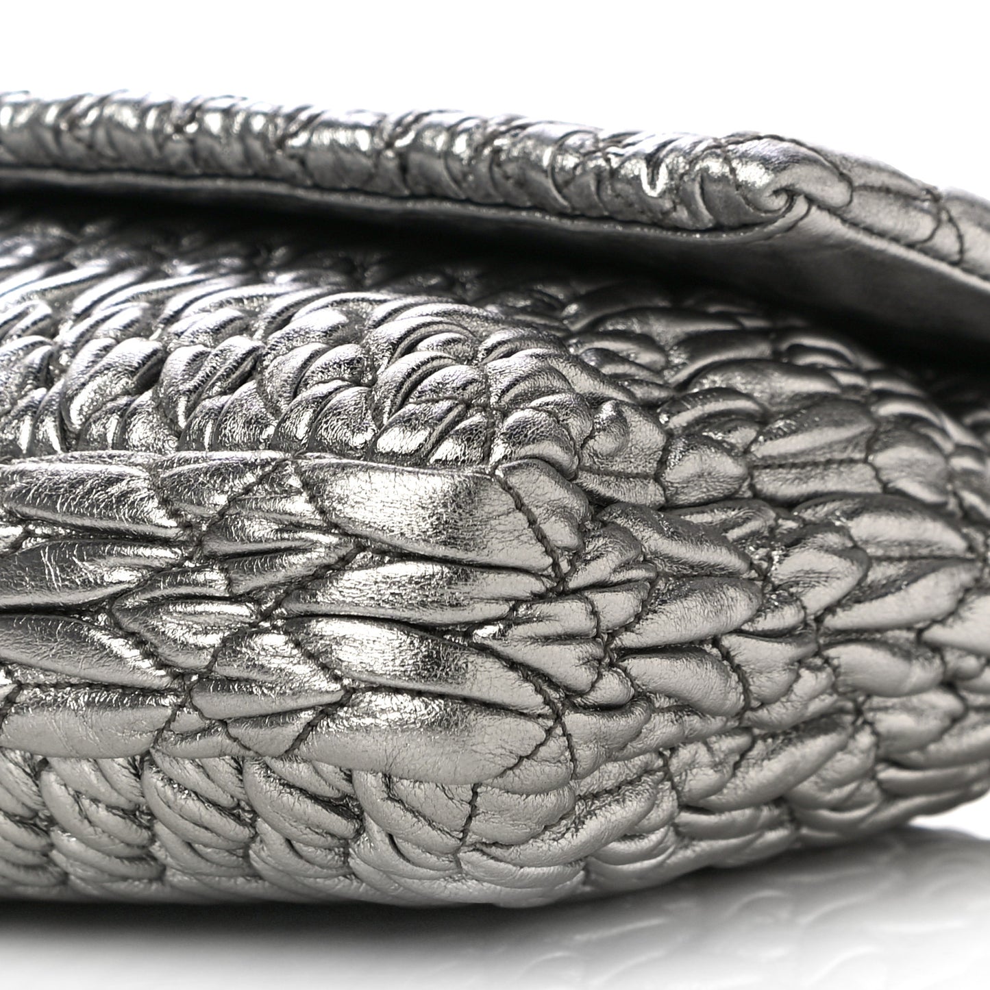Nappa Matelasse Crystal Flap Clutch Cromo