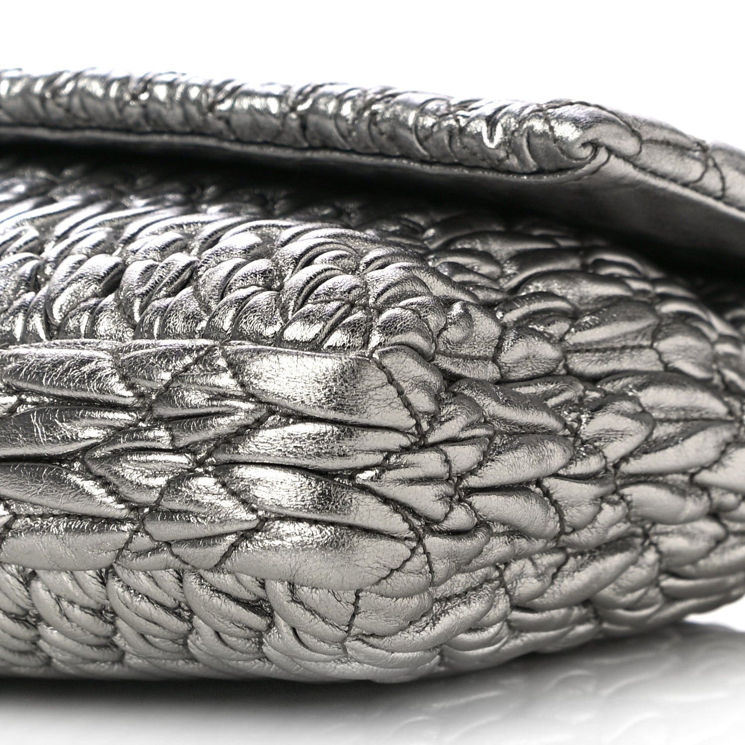 Miu Miu Nappa Matelasse Crystal Flap Clutch Cromo 12 of 12