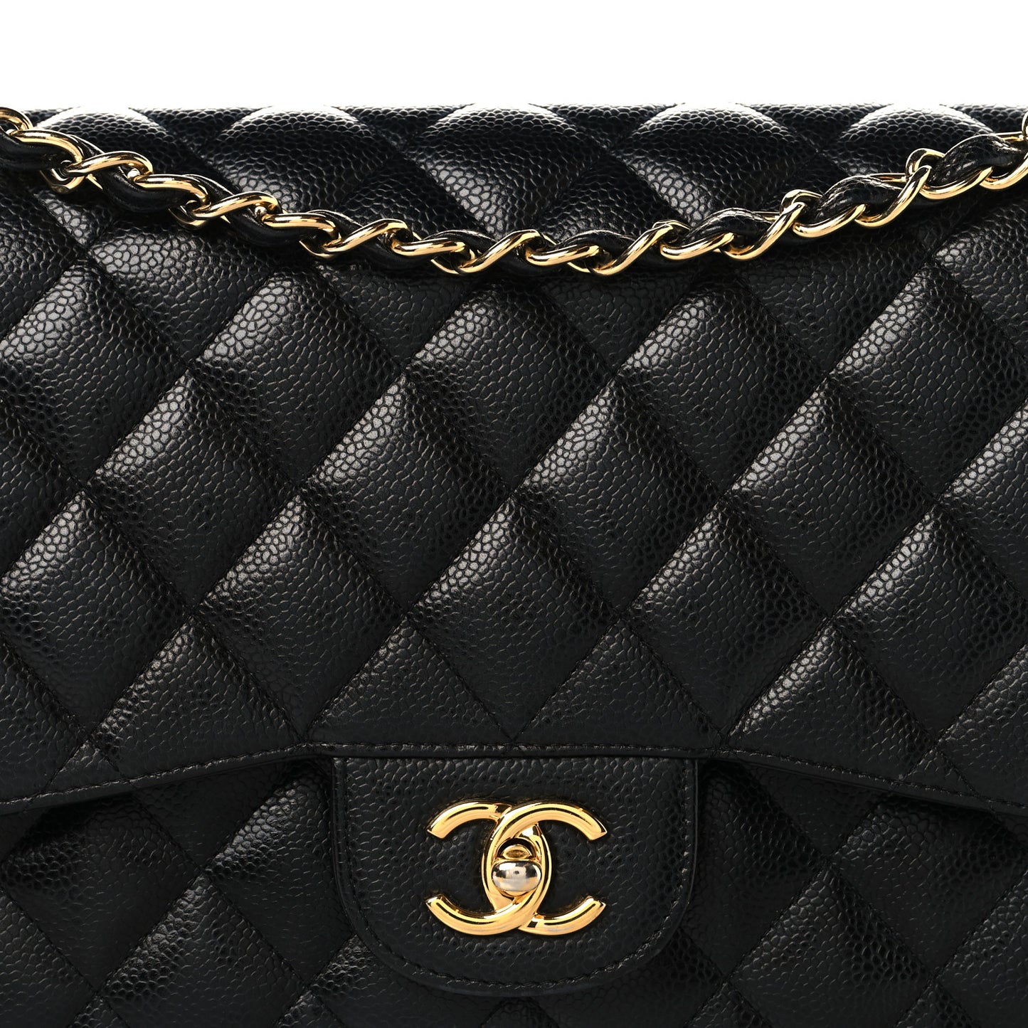 Caviar Quilted Jumbo Double Flap Black