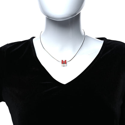 Hermes Cage d'H Pendant Necklace Orange Fonce 3 of 5