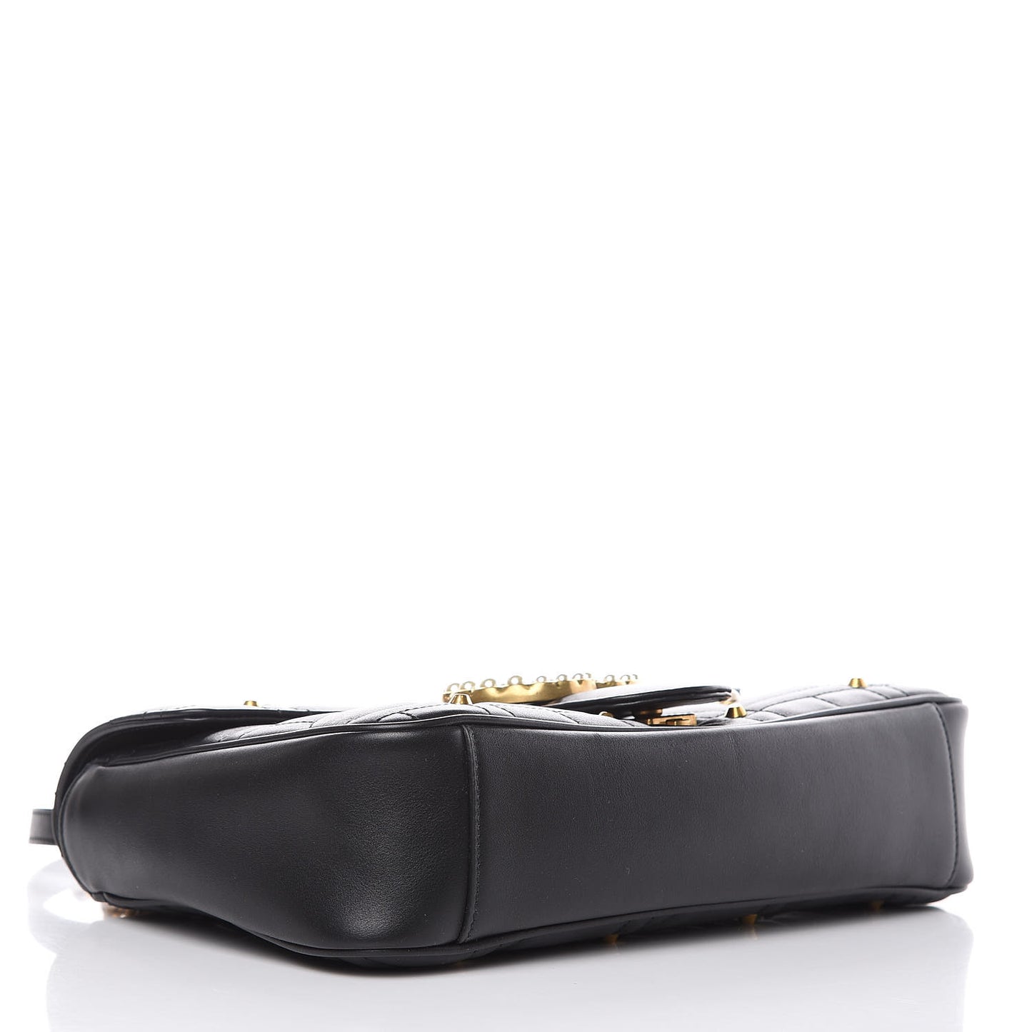Calfskin Matelasse Studded Medium Pearly GG Marmont Shoulder Bag Black