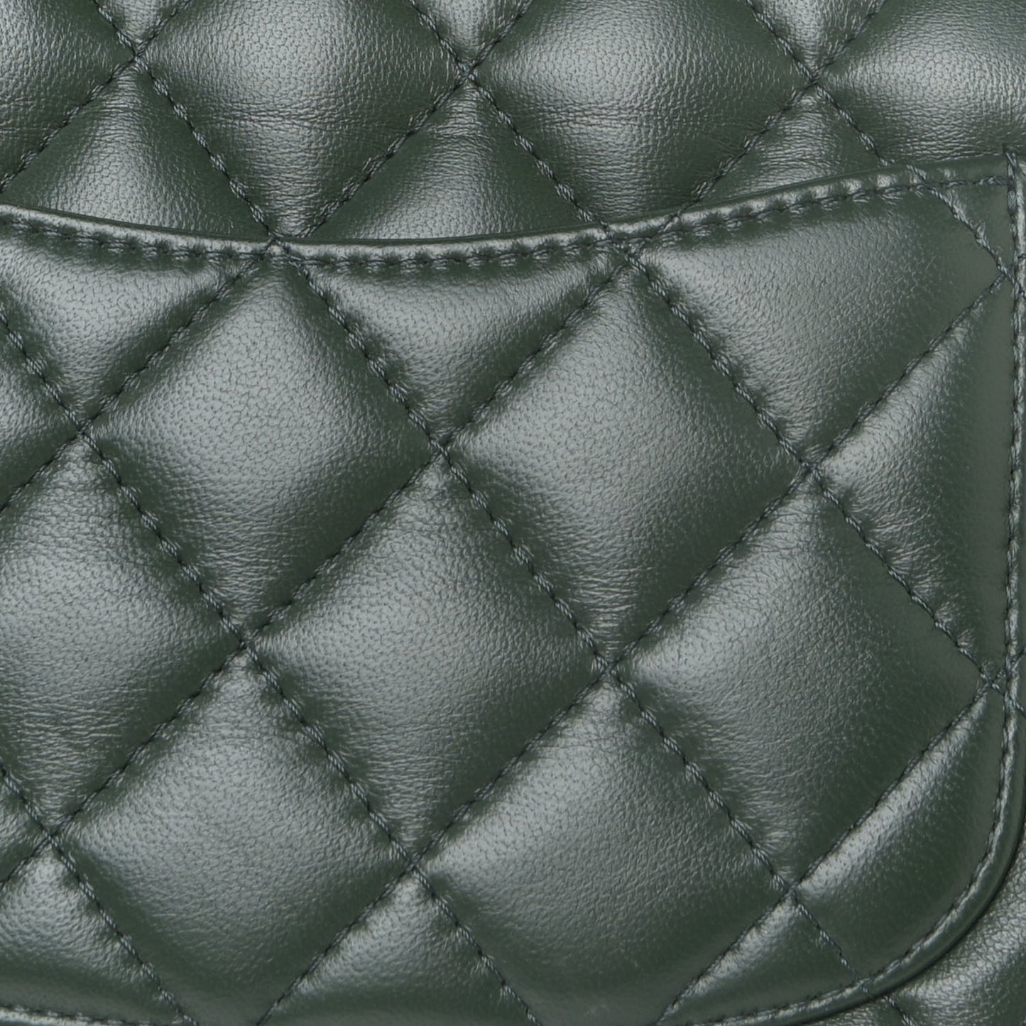 Lambskin Quilted Mini Rectangular Flap Green