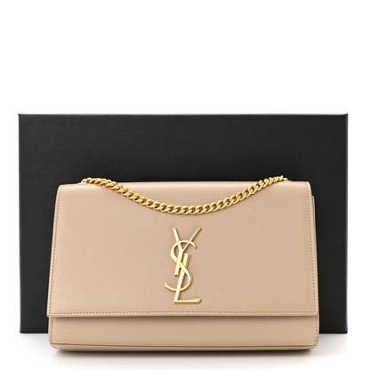 Saint Laurent Grain De Poudre Medium Monogram Kate Satchel Dark Beige 11 of 11