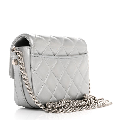 Chanel Metallic Lambskin Quilted Mini Giant CC Flap Argent 3 of 13