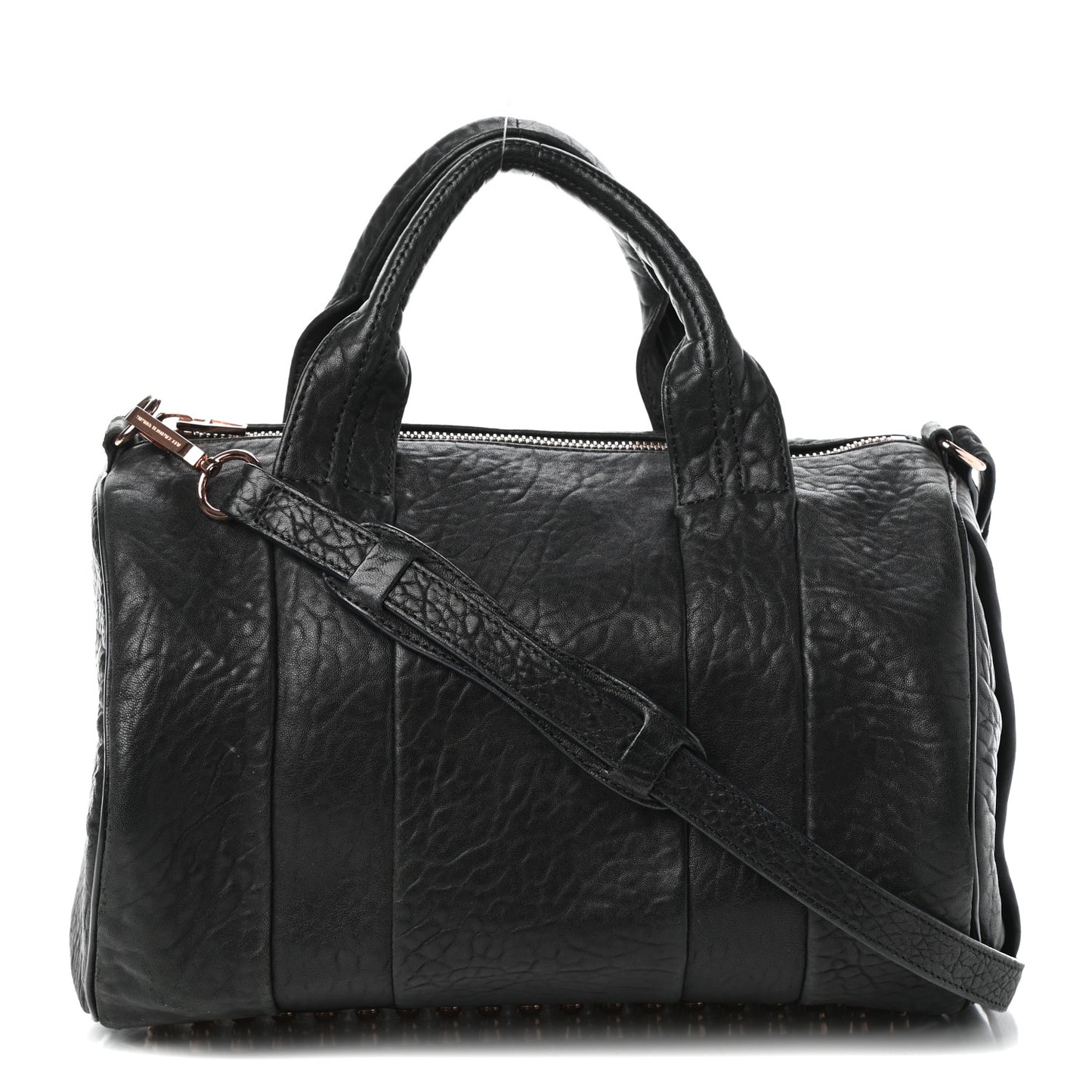 Pebbled Lambskin Rocco Black Rose Gold Hardware