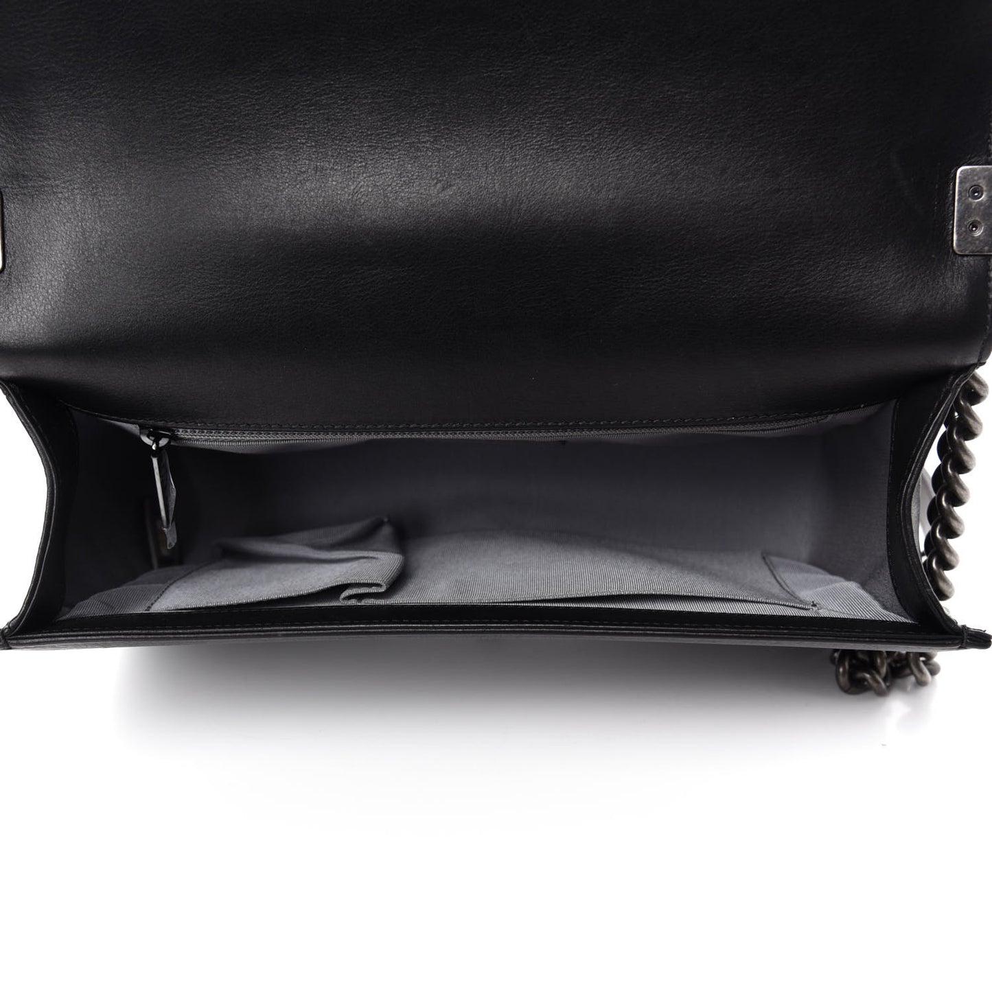 Metallic Calfskin Quilted New Medium Boy Flap Black