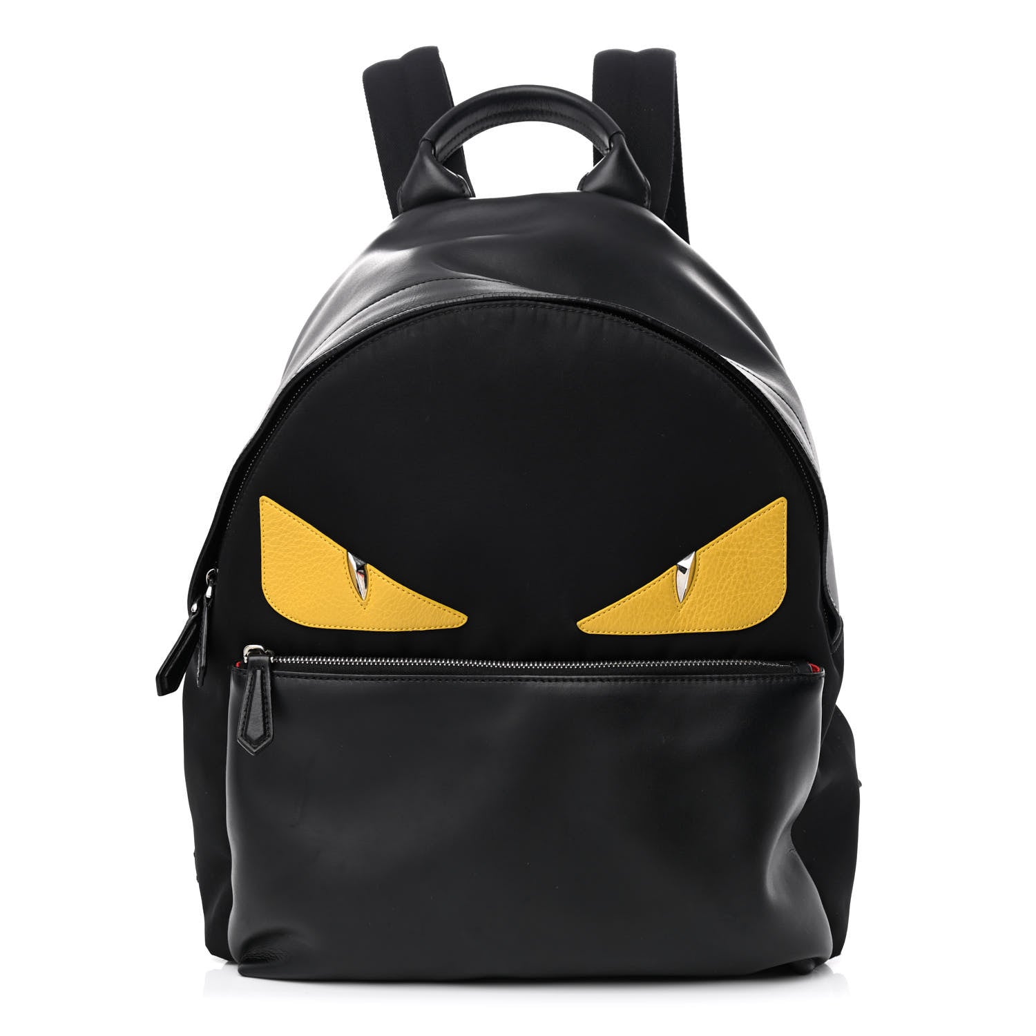 Fendi Nylon Vitello Liberty Vitello Dolce Monster Eyes Rounded Backpack Black Sunflower 1 of 17