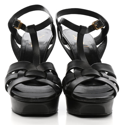 Saint Laurent Calfskin Tribute 75 Platform Sandals 40 Black 2 of 8