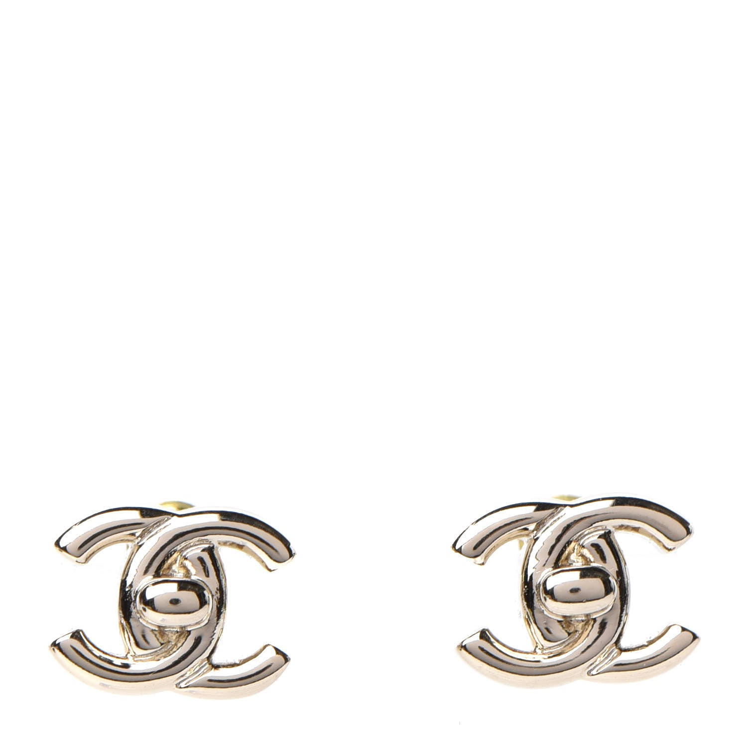 Chanel Metal CC Turnlock Earrings Gold 1 of 4
