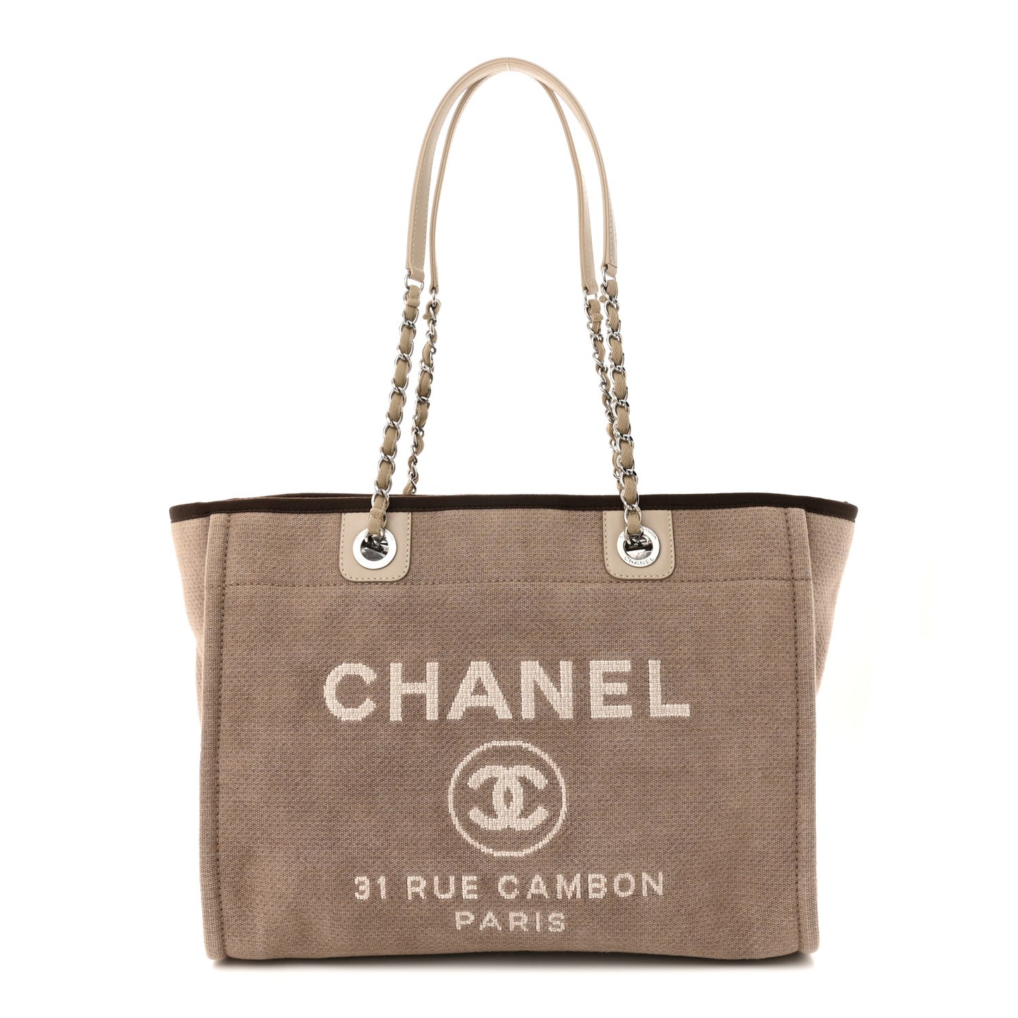 Canvas Small Deauville Tote Beige Brown