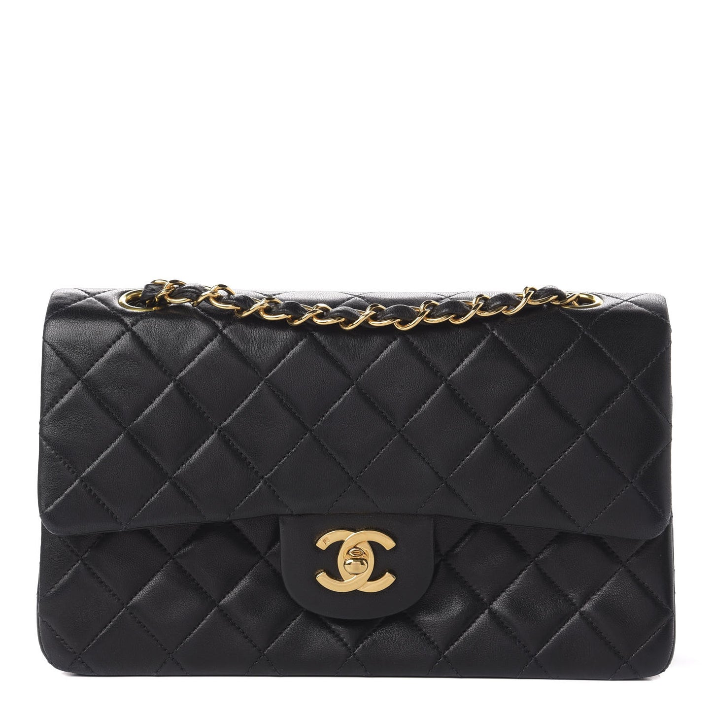 Lambskin Quilted Small Double Flap Black