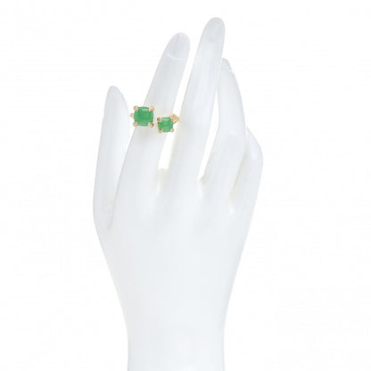 David Yurman 18K Yellow Gold Diamond Chrysoprase Chatelaine Bypass Ring 52 6 2 of 5