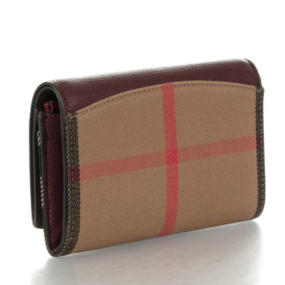 Burberry Grainy Calfskin House Check Wellington Wallet Mahogany Red 3 of 8