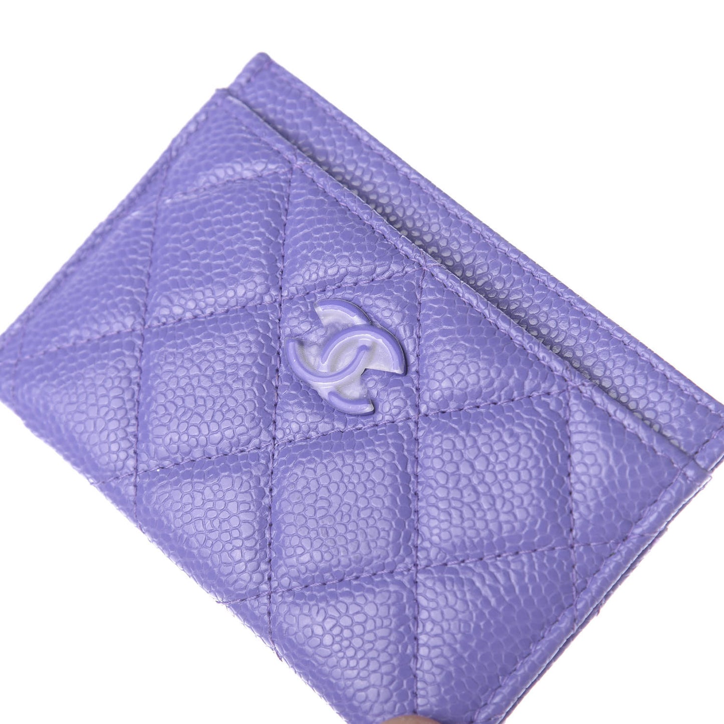 Caviar Quilted Incognito Card Holder Purple