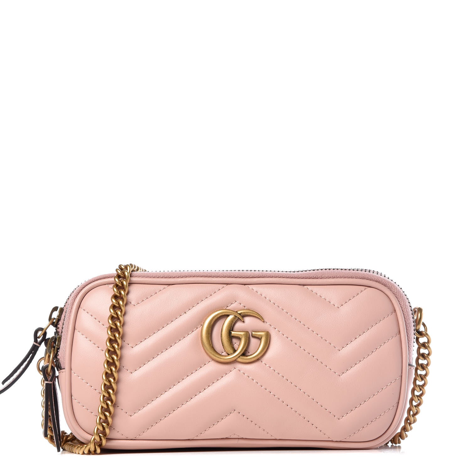 Gucci Calfskin Matelasse Mini GG Marmont Chain Crossbody Bag Perfect Pink 1 of 10