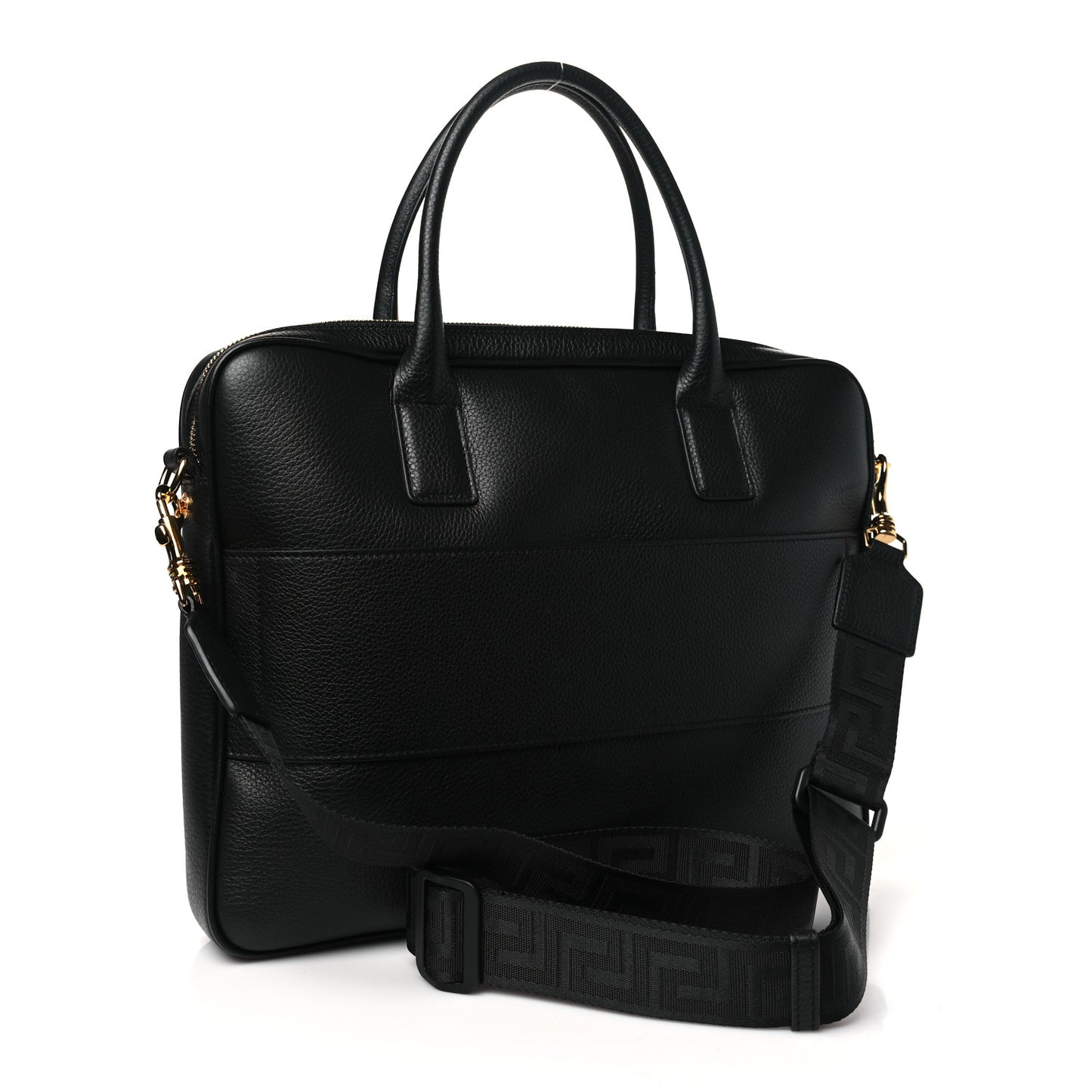 Calfskin Medusa Briefcase Messenger Bag Black