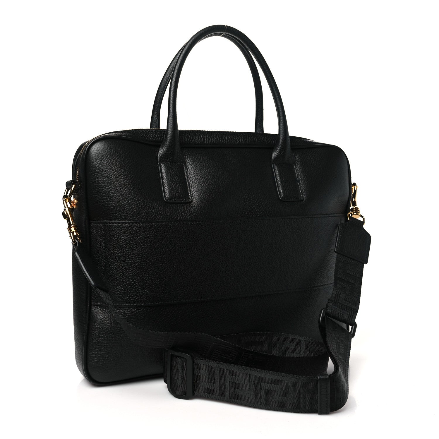 Versace Calfskin Medusa Briefcase Messenger Bag Black 3 of 9