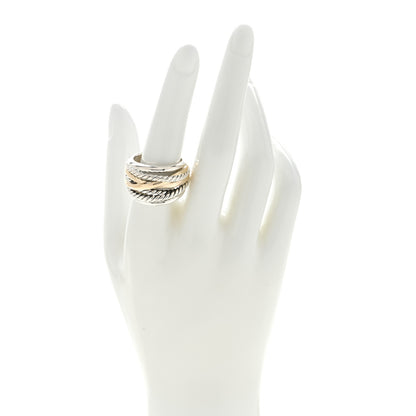 David Yurman Sterling Silver 14K Yellow Gold Wide Crossover Ring 57 8 2 of 4