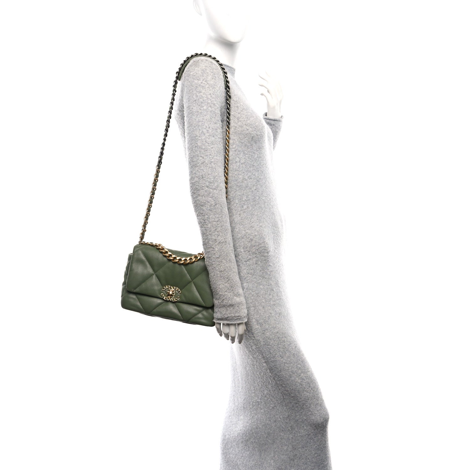 Chanel Lambskin Quilted Medium Chanel 19 Flap Green 2 of 11