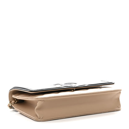 Chanel Caviar Quilted CC Filigree Wallet On Chain WOC Beige Black 4 of 13