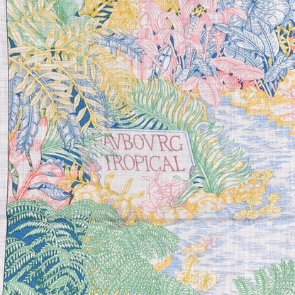 Hermes Cashmere Silk Faubourg Tropical Shawl 140 Gris Chine Rose 5 of 5