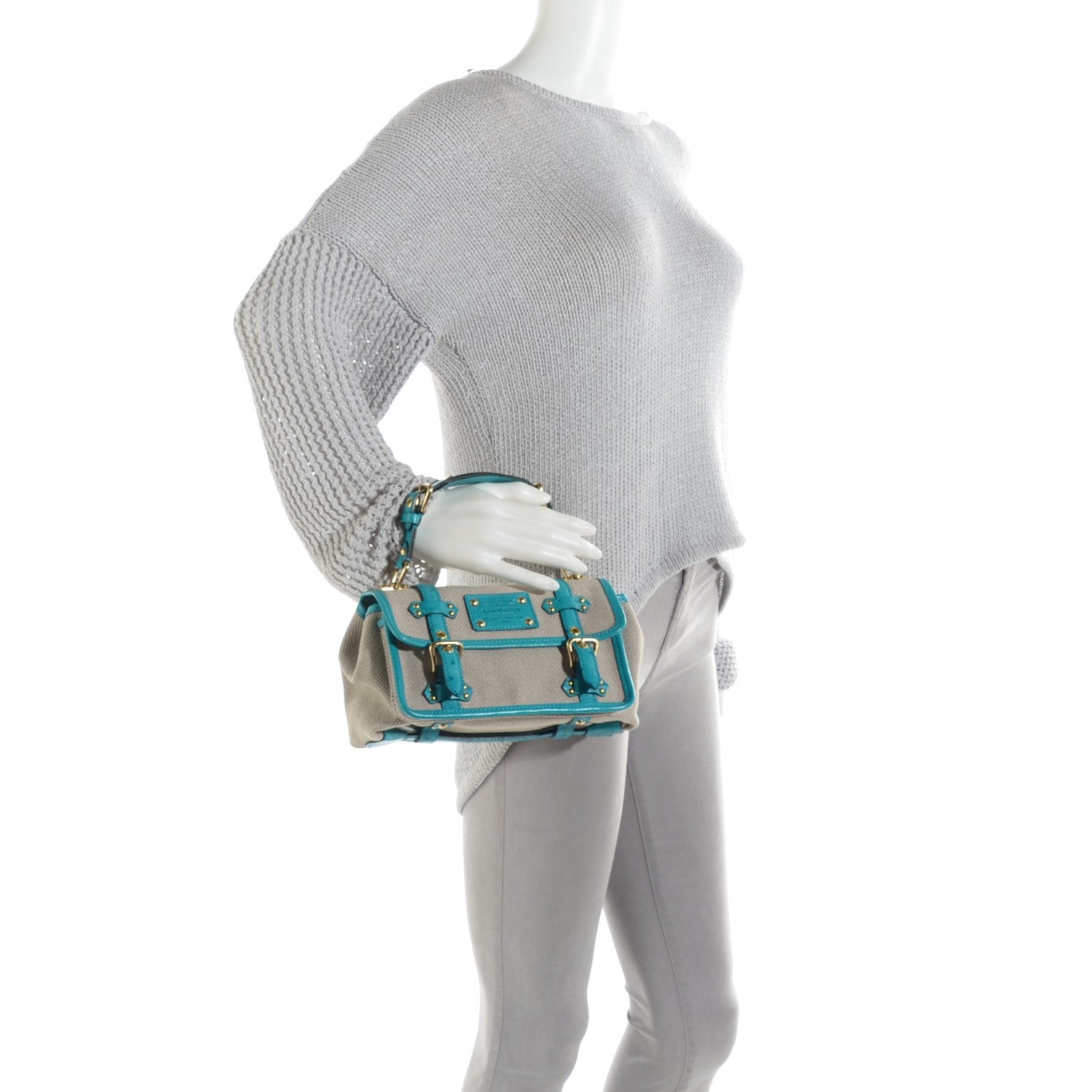 Louis Vuitton Trianon Ostrich Sac Express PM Turquoise 2 of 8