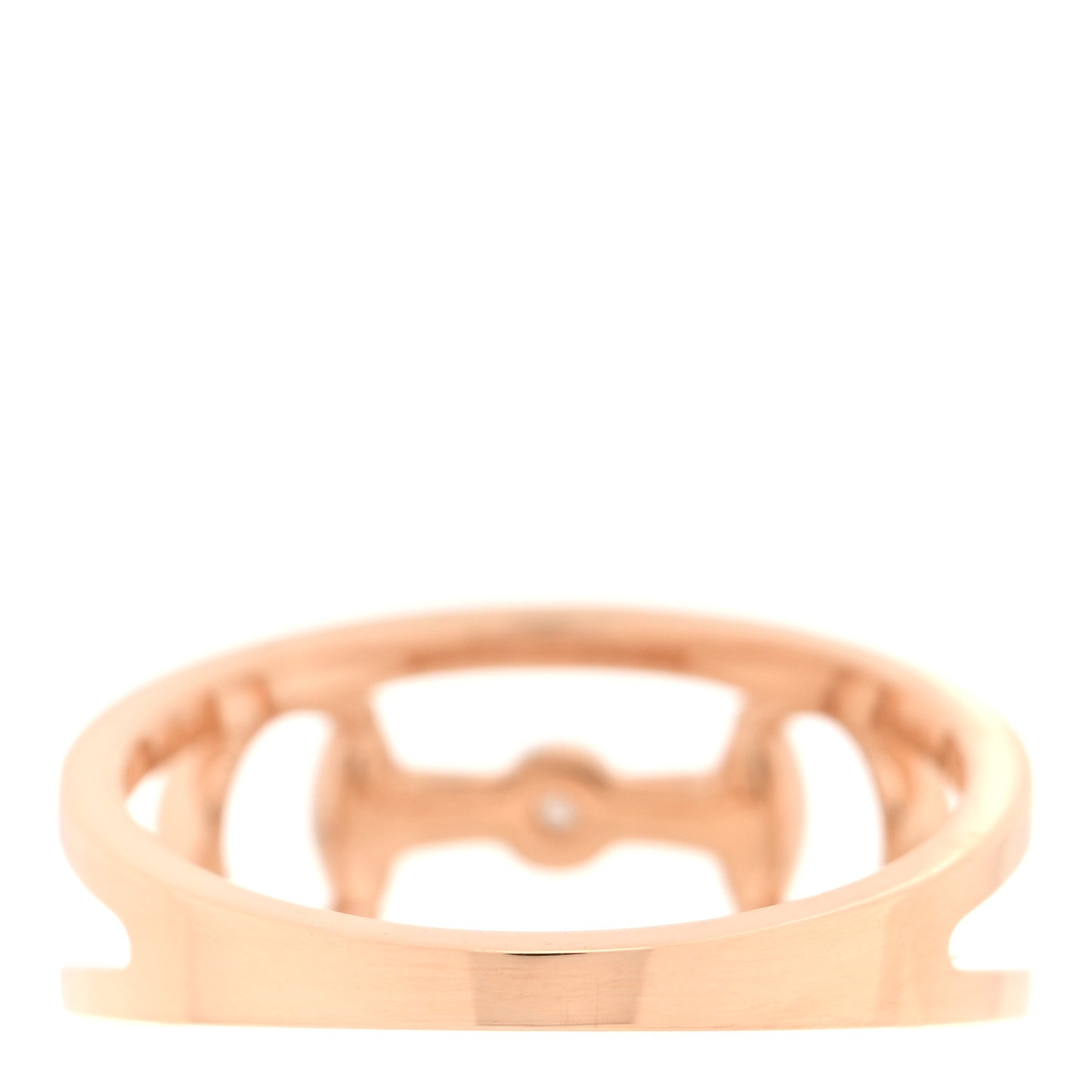 18K Rose Gold Diamond 10mm Horsebit Band Ring 58 8.25