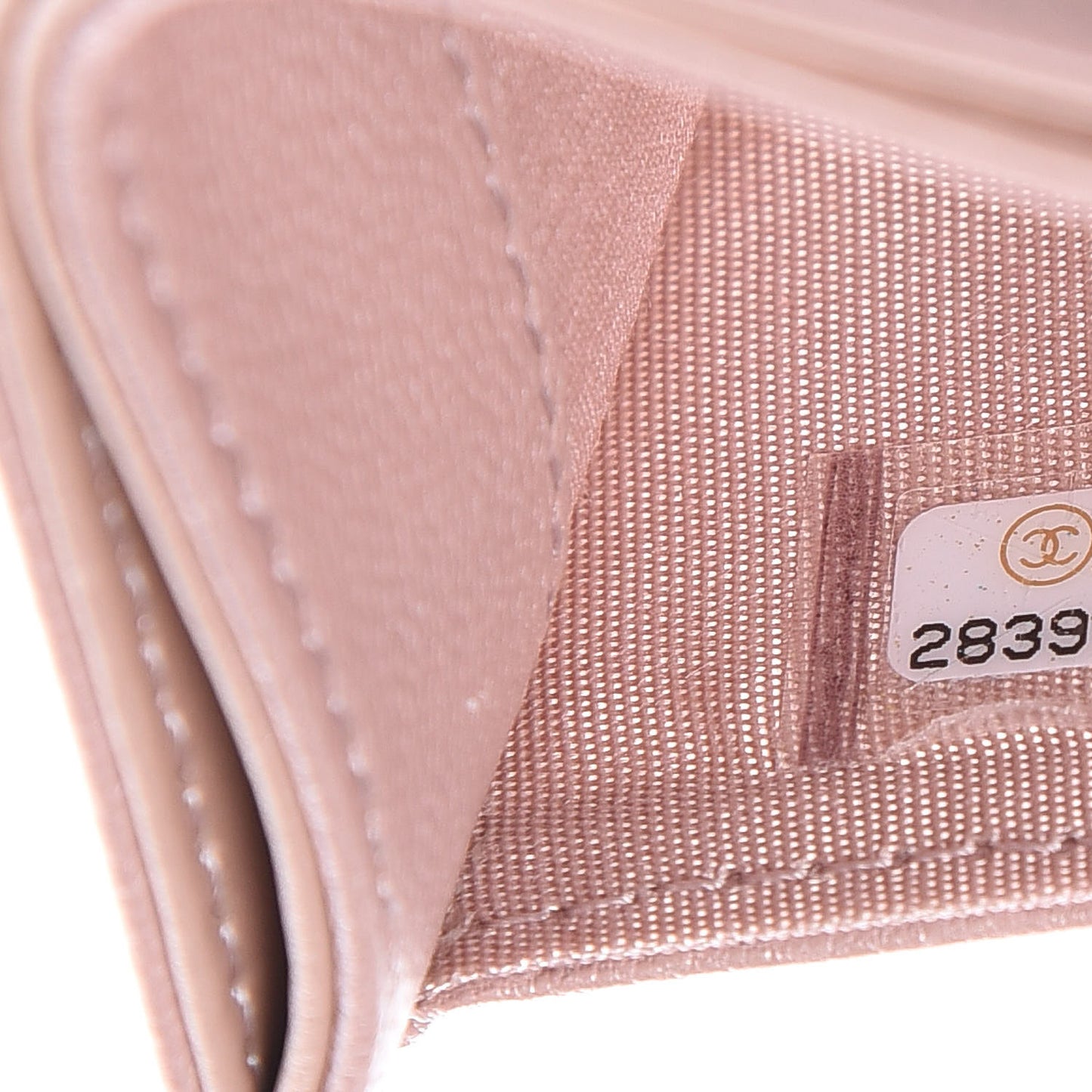 Goatskin Camellia Embossed Card Holder Light Pink