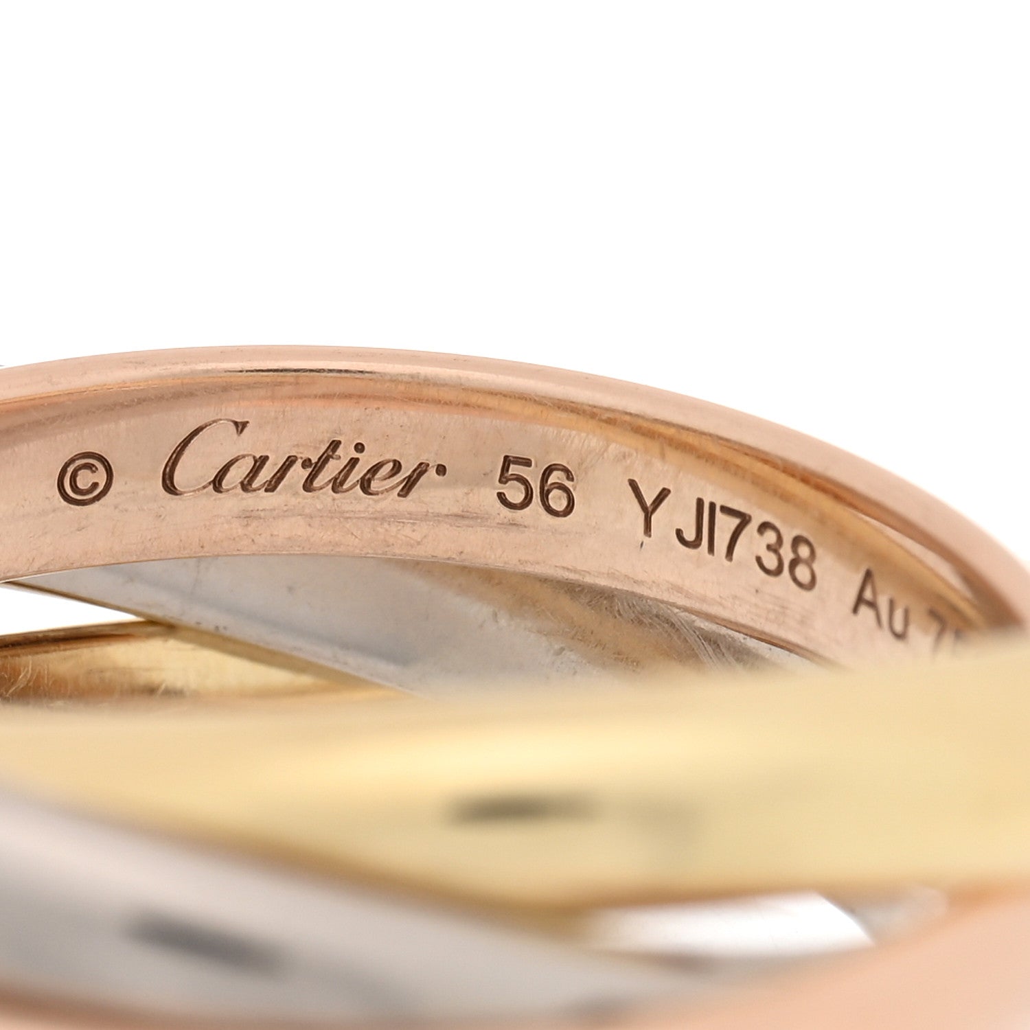 Cartier 18K Pink Yellow White Gold Diamond Trinity Ring 56 7.5 4 of 4
