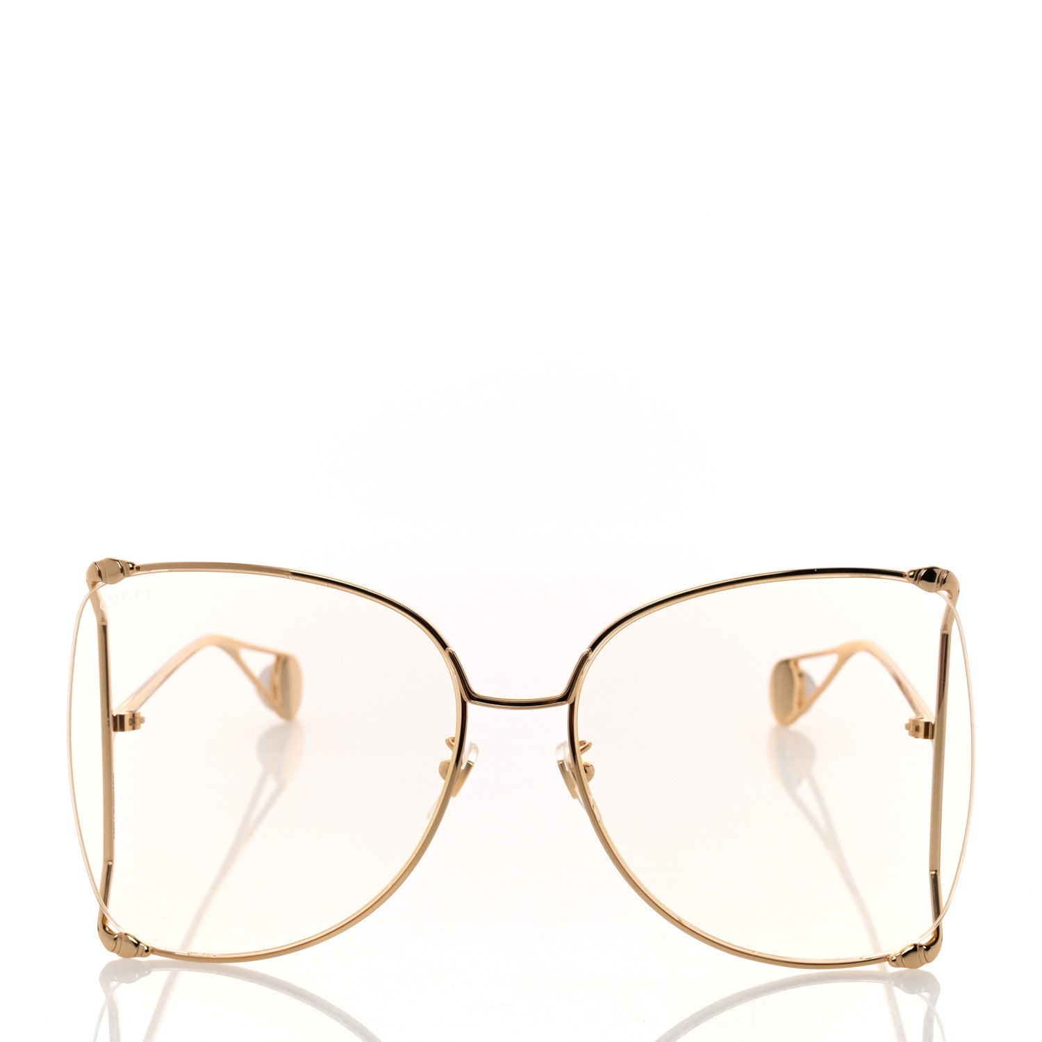 Gucci Metal Oversized Round Sunglasses GG0252S Gold 2 of 9