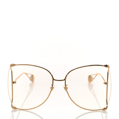 Gucci Metal Oversized Round Sunglasses GG0252S Gold 2 of 9