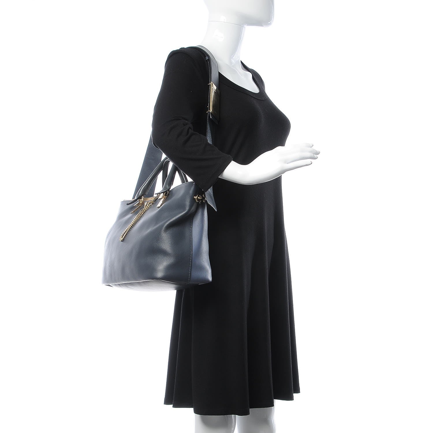 Chloe Smooth Calfskin Large Baylee Tote Street Blue 2 of 8