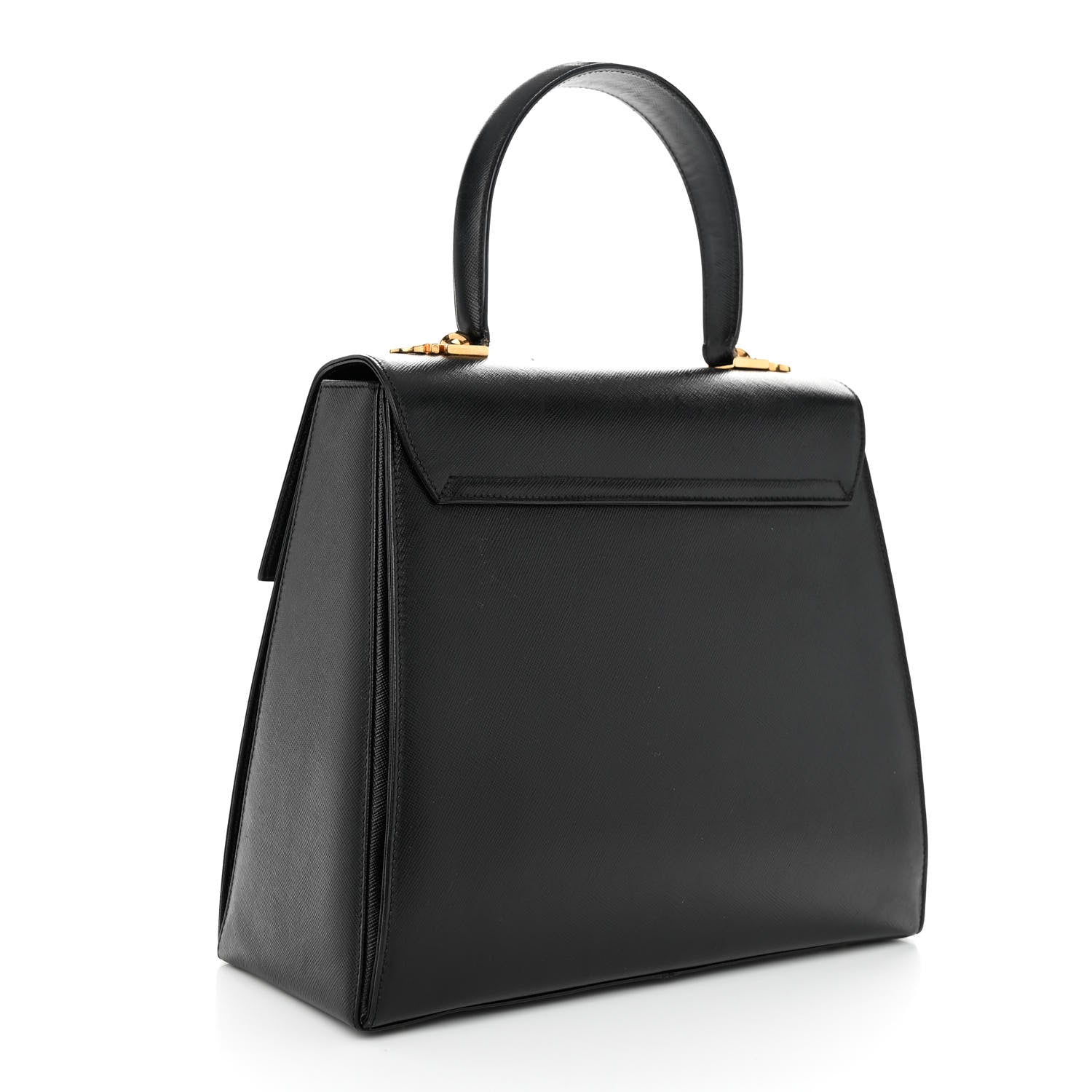 Salvatore Ferragamo Hammered Calfskin Medium Iconic Top Handle Bag Black 3 of 12