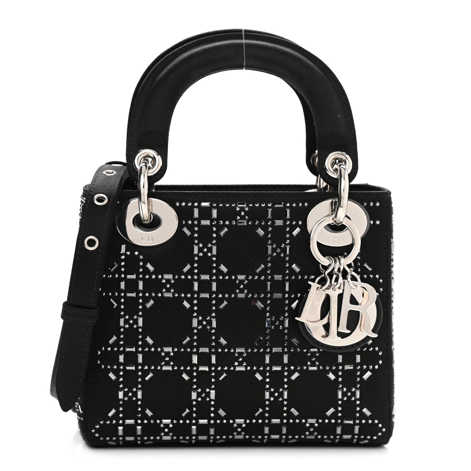 Christian Dior Satin Crystal Cannage Mini Lady Dior Black 1 of 7