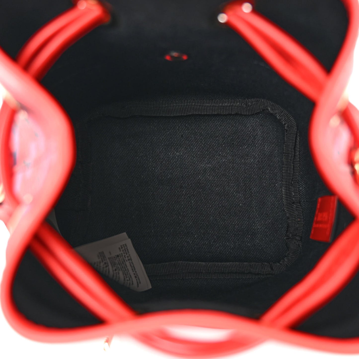 Coated Canvas Calfskin La Greca Signature Mini Bucket Bag Blue Red