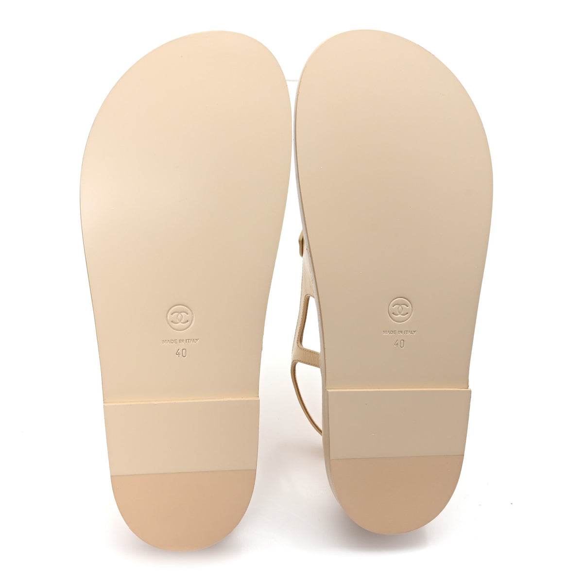Chanel Crumpled Shiny Lambskin CC Cut Out Dad Sandals 40 Beige 6 of 10