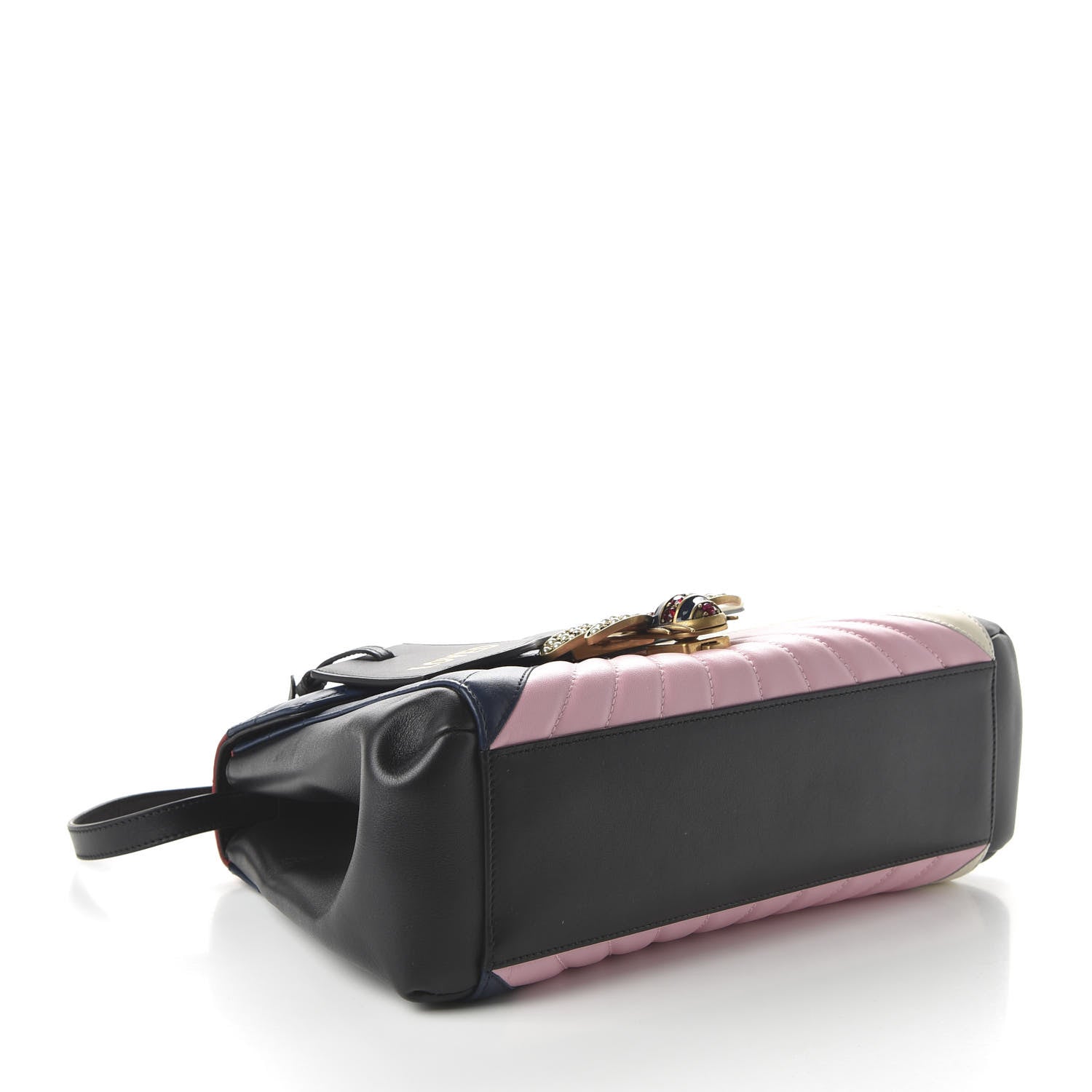 Gucci Calfskin Bamboo Trapuntata Queen Margaret Top Handle Bag Blue Agata Hibiscus Red Mystic White Sugar Pink 8 of 22