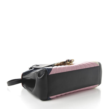 Gucci Calfskin Bamboo Trapuntata Queen Margaret Top Handle Bag Blue Agata Hibiscus Red Mystic White Sugar Pink 8 of 22