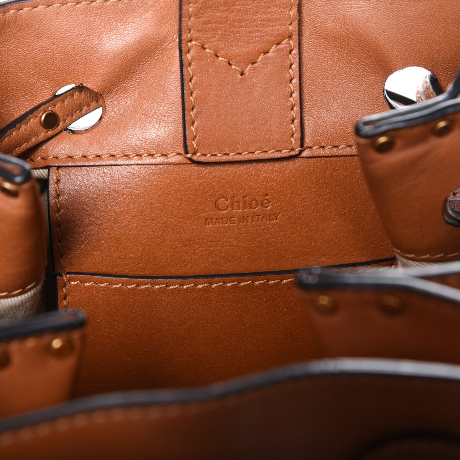 Chloe Studded Small Inez Drawstring Bag Caramel 6 of 7