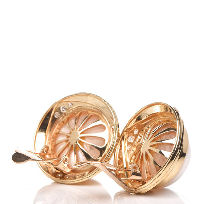 Mikimoto 18K Yellow Gold Diamond Akoya Pearl Clip On Earrings 4 of 4