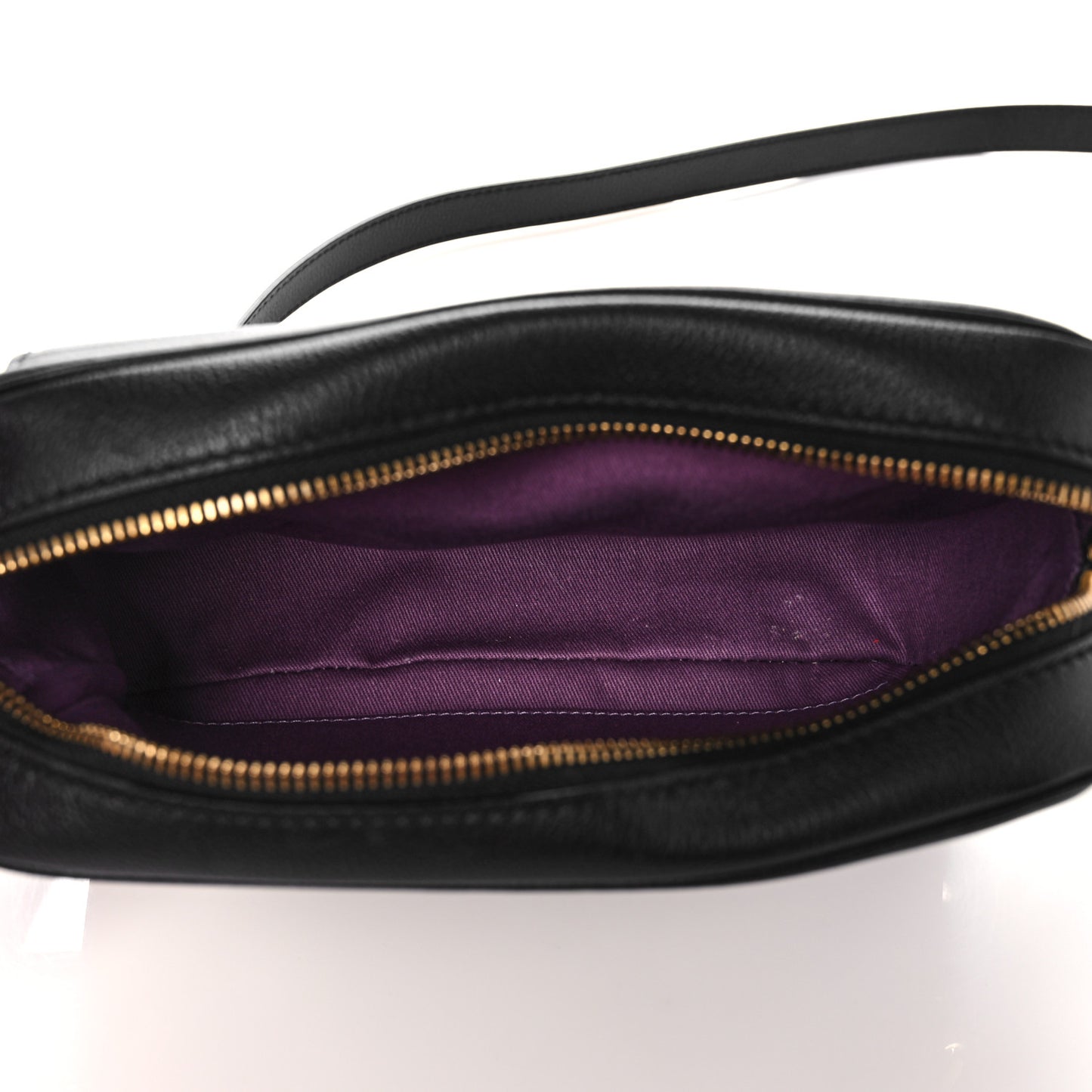 Grained Calfskin Medusa Camera Bag Black