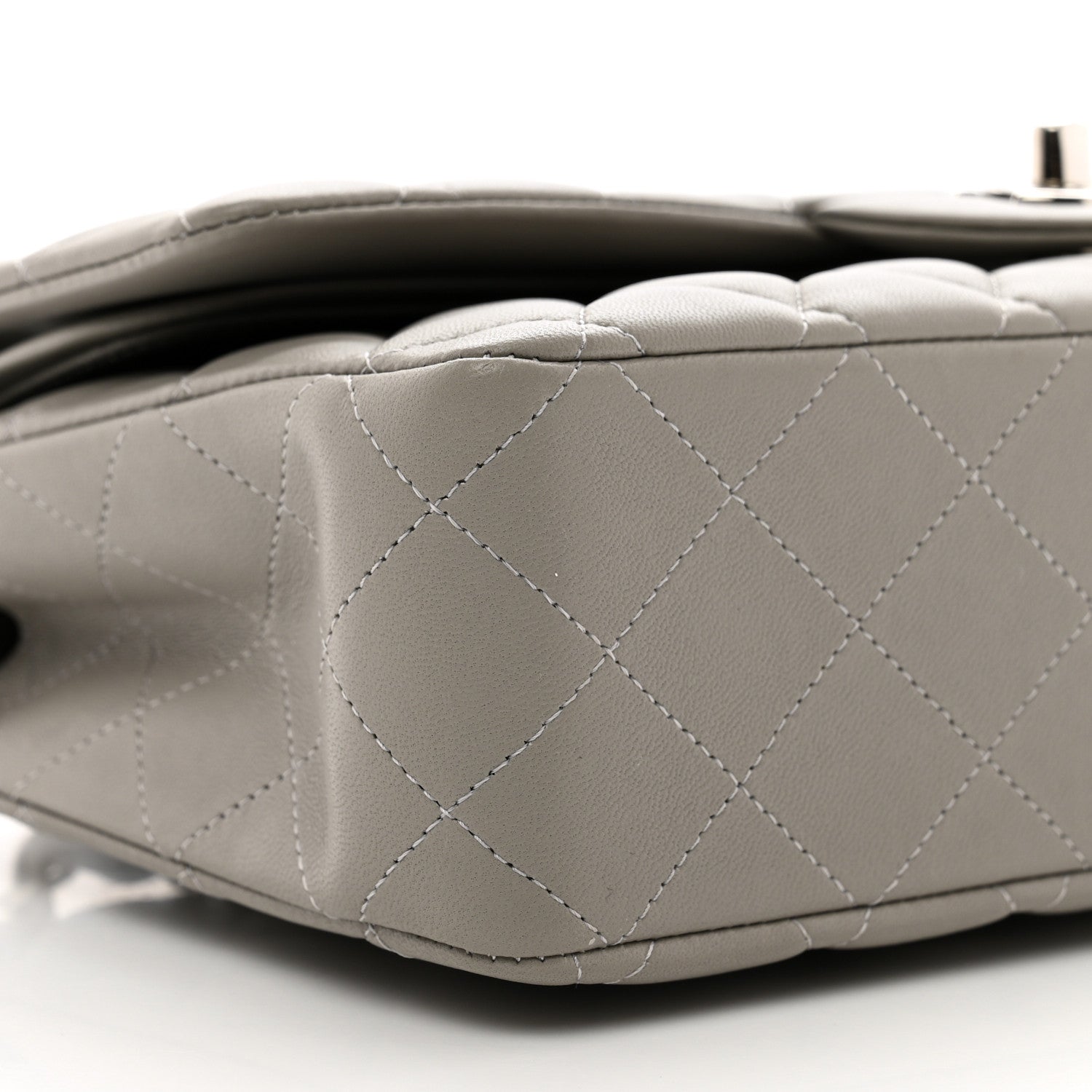 Chanel Lambskin Quilted Medium Double Flap Grey 9 of 10