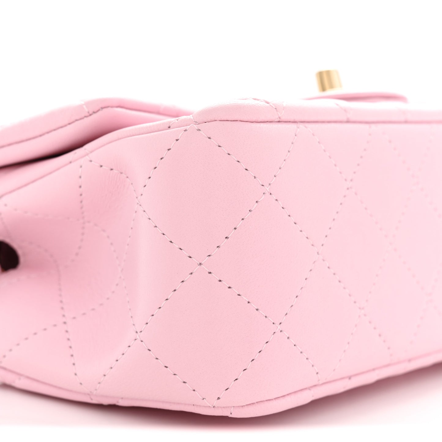 Lambskin Quilted Mini Rectangular Flap Light Pink