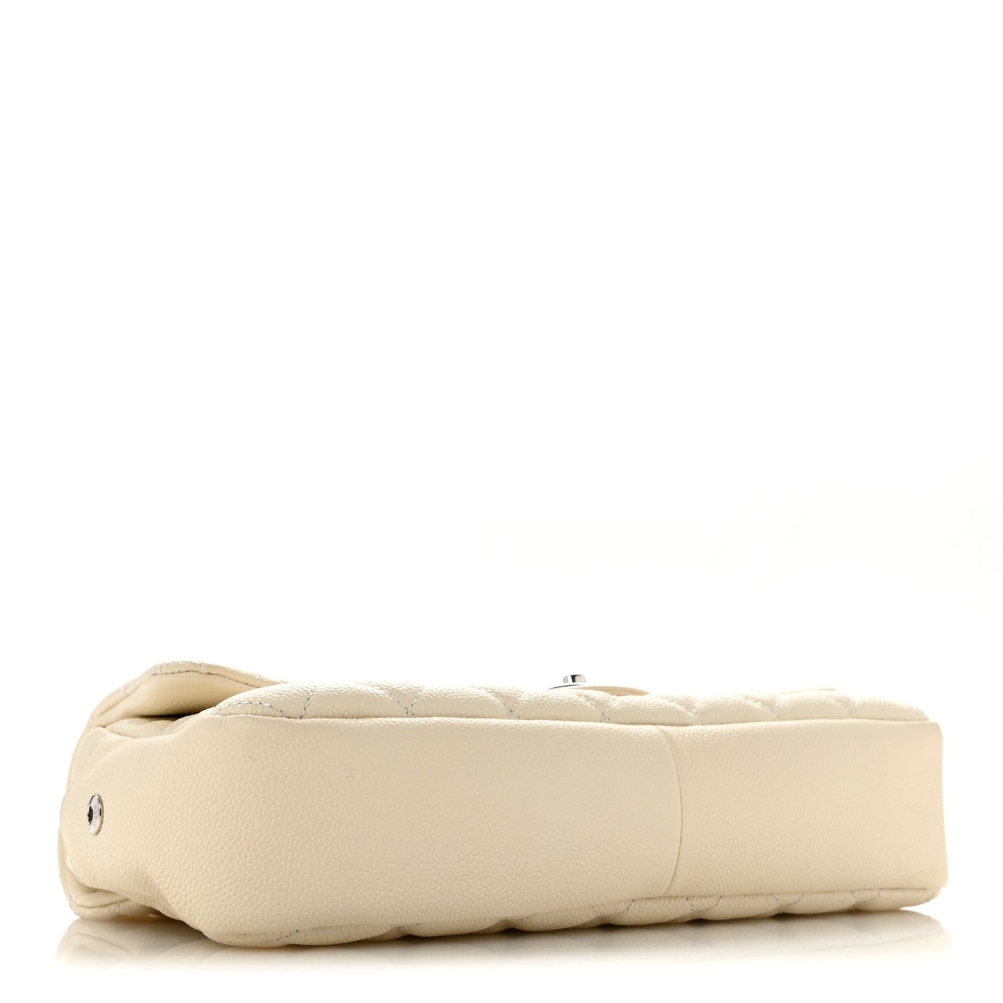 Caviar Quilted Jumbo Easy Flap  Dark White