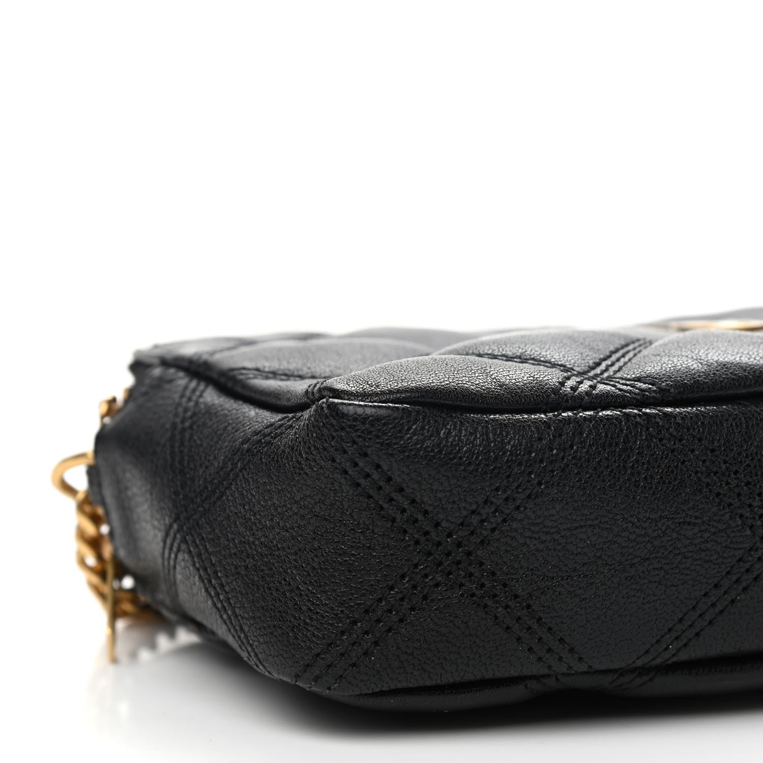 Saint Laurent Grained Lambskin Quilted Mini Becky Double Zip Bag Black 9 of 10