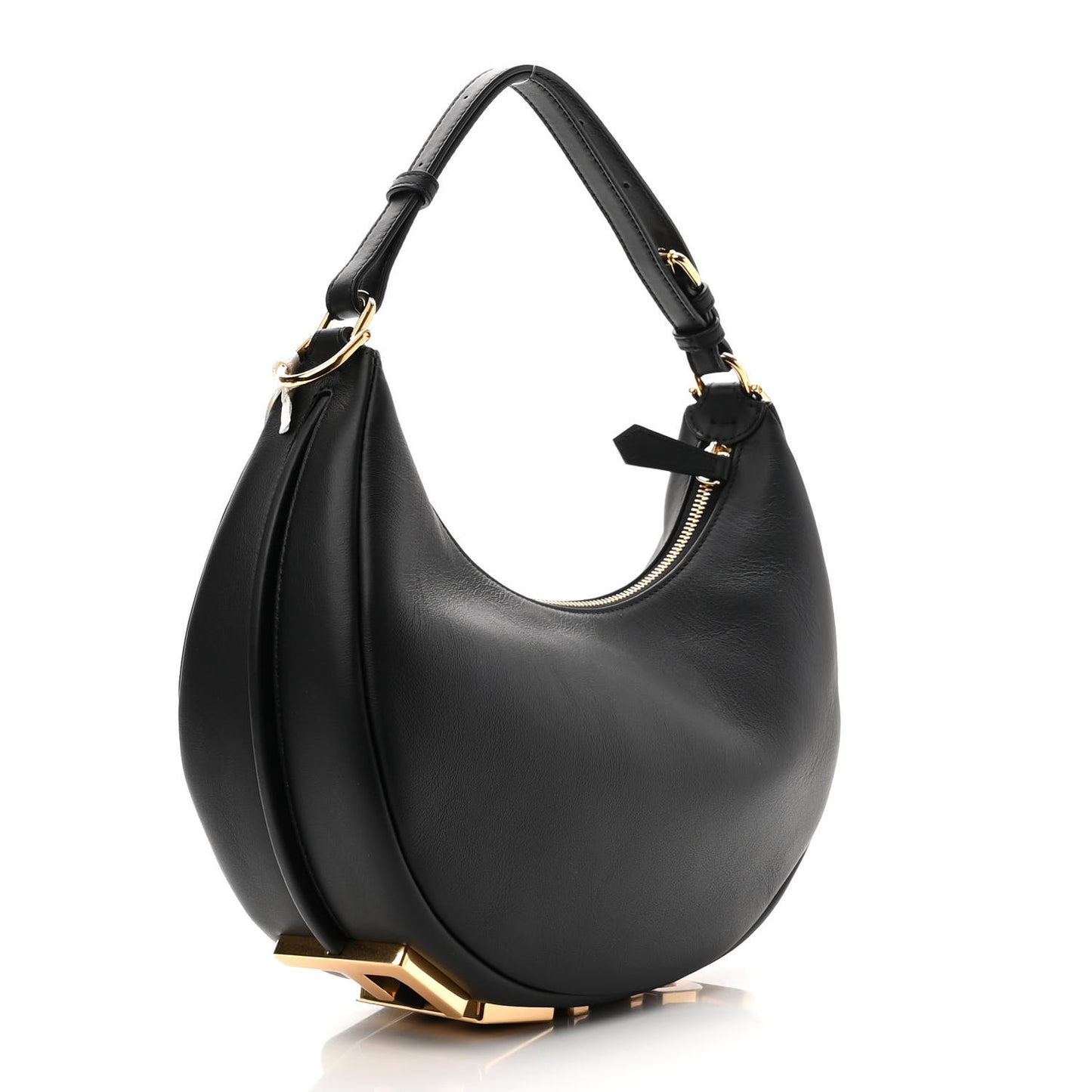 Vitello Grace Matte Small Fendigraphy Hobo Bag Black